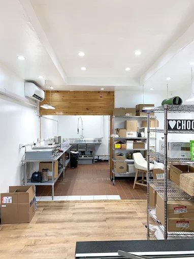 The Edge Off NYC prep kitchen with stainless steel counters