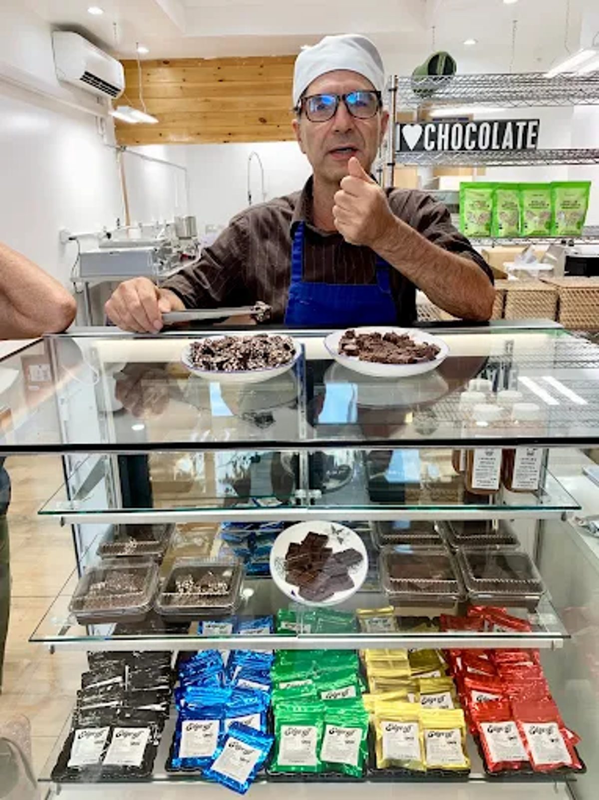 Inside Edge Off NYC, chocolates at the counter